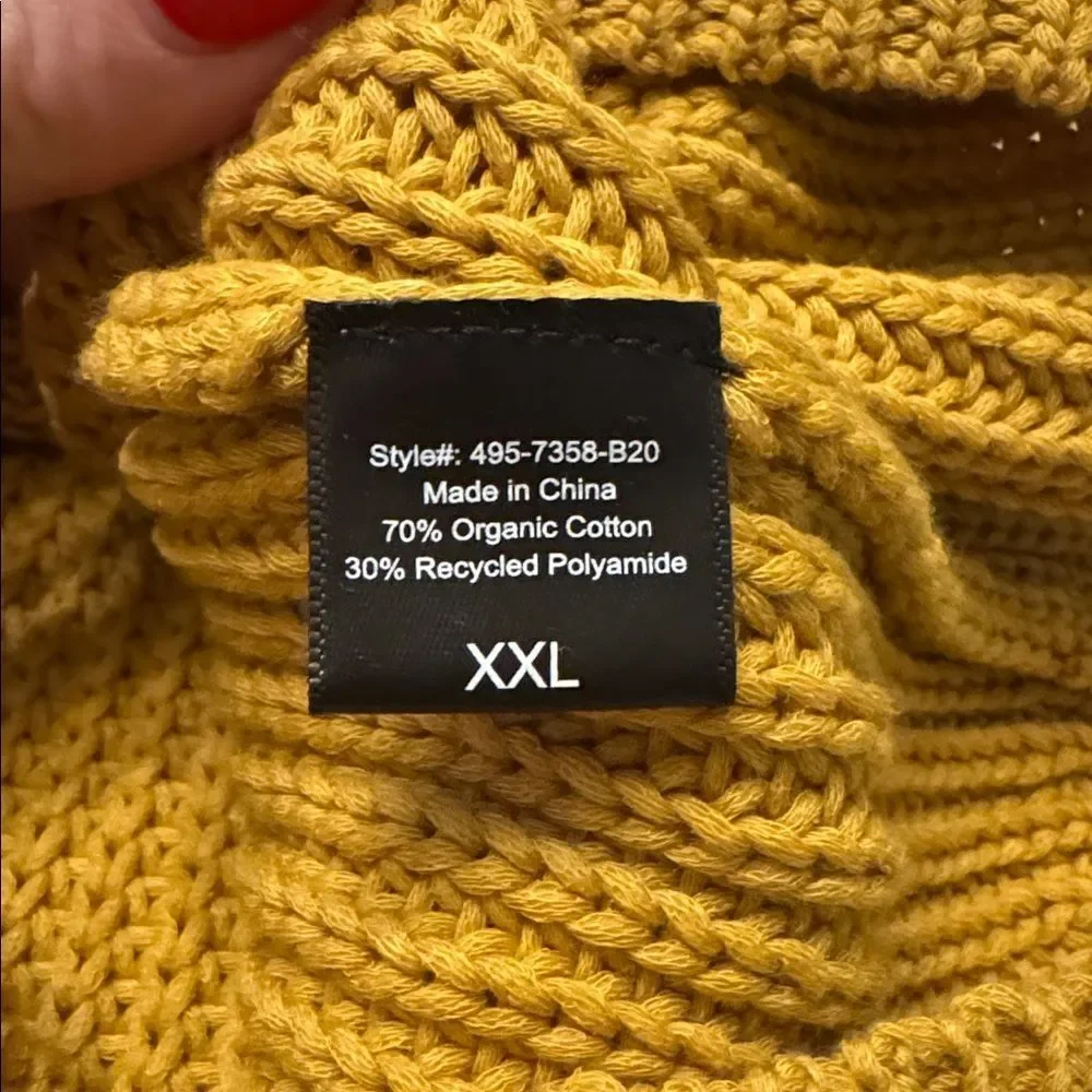 NWT JENNI KAYNE Cotton Cabin Sweater Mustard Yellow Women's Size XXL